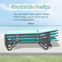 Outdoor Lounge Chair, Aluminum Plastic Patio Chaise Lounge With Side Table & 5 Position Adjustable Backrest & Wheels, All Weather Reclining Chair For Outside Beach Poolside Lawn, Lake Blue Lake Blue Aluminum