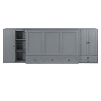 Queen Size Murphy Bed With Usb Port, Little Wardrobes And Drawers, Gray Queen Gray Particle Board Mdf