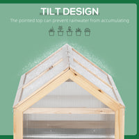 Outsunny Raised Garden Bed With Polycarbonate Greenhouse, Wooden Garden Cold Frame Greenhouse, Flower Planter Protection, 48" X 24" X 32", Natural Natural Wood Wood
