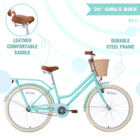 Steel Frame,Multiple Colors, For 10 Years Old Girls Bike,24 Inch Wheel Cycling Mint Green Garden & Outdoor Steel