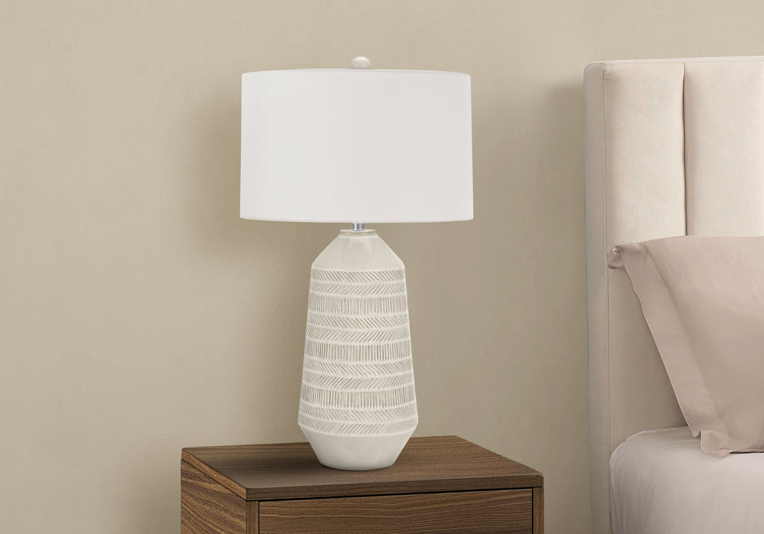 Lighting, 33"H, Table Lamp, Ivory Cream Shade, Cream Ceramic, Contemporary Cream Ceramic