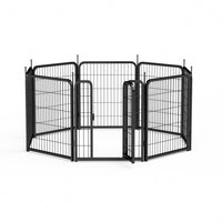 Dog Playpen Outdoor, 8 Panel Dog Fence 31.'' Pet Pen For Small Dogs Pet Exercise Pen For Puppy Rabbit Small Animals Portable Playpen For Rv Camping Garden Yard, Indoor. Black, 26.3'' W X 31.5'' H. Black Iron