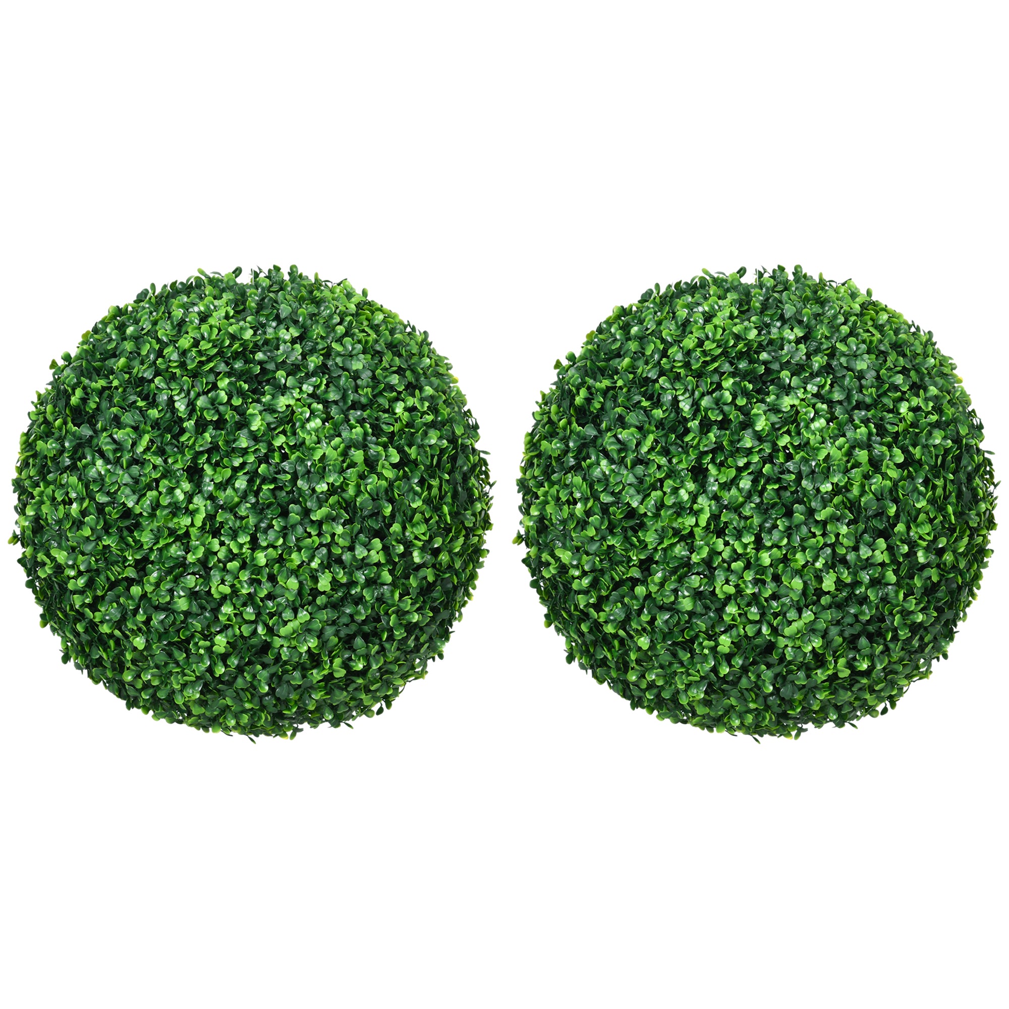Homcom Set Of 2 15.75 Inch Artificial Ball Boxwood Topiary Trees Balls, Indoor Outdoor Fake Plants For Home, Office & Living Room Decor Green Plastic