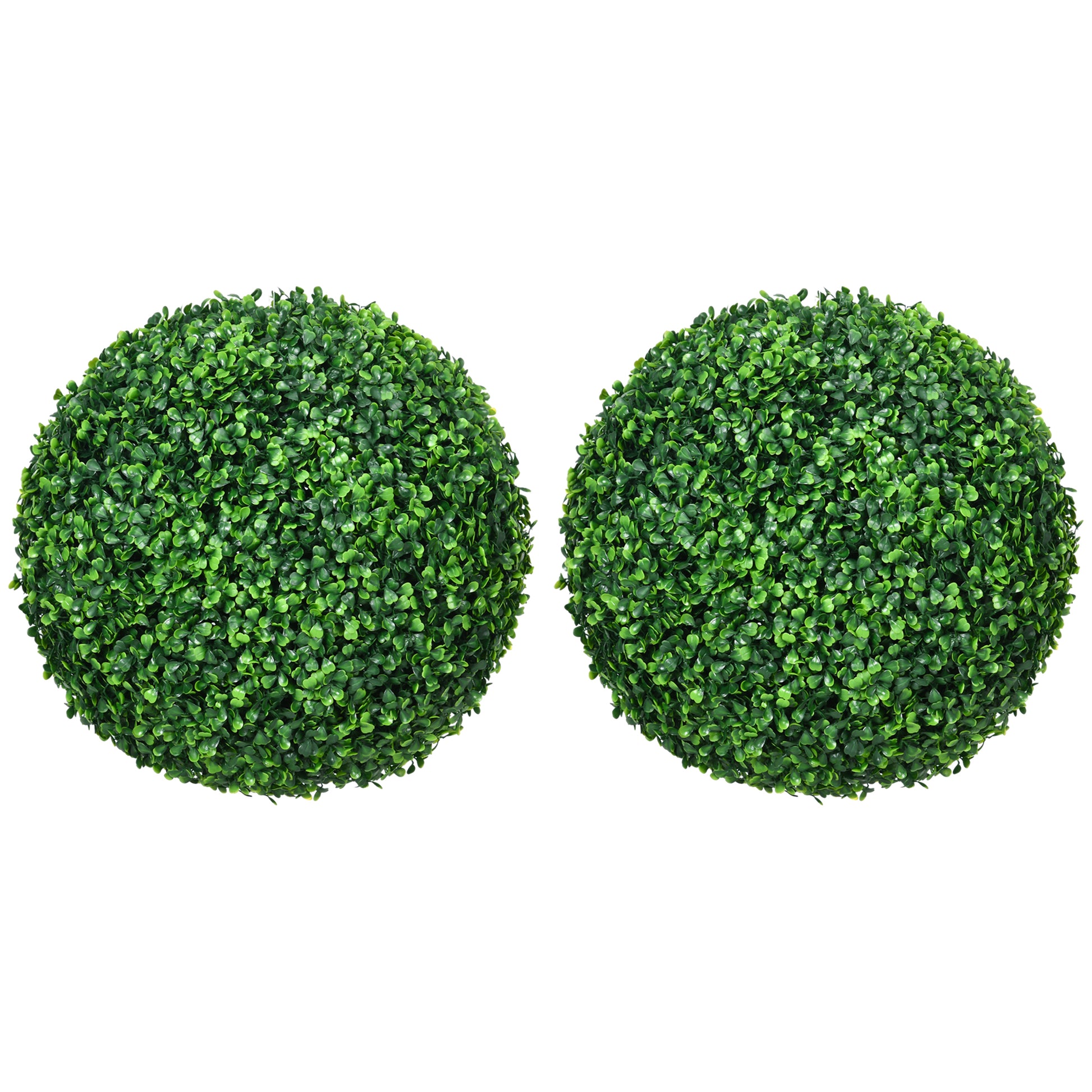 Homcom Set Of 2 15.75 Inch Artificial Ball Boxwood Topiary Trees Balls, Indoor Outdoor Fake Plants For Home, Office & Living Room Decor Green Plastic