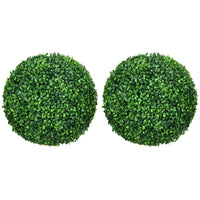 Homcom Set Of 2 15.75 Inch Artificial Ball Boxwood Topiary Trees Balls, Indoor Outdoor Fake Plants For Home, Office & Living Room Decor Green Plastic