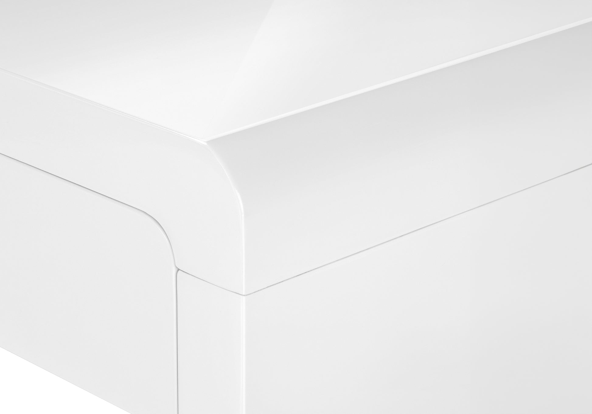 Computer Desk, Home Office, Laptop, Storage Drawers, 48"L, Work, Glossy White Laminate, Contemporary, Modern White Mdf