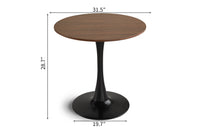 31.5 "Round Dining Table For 2 4 People With Walnut Top, Mid Century Walnut Tulip Kitchen Table, Pedestal Table For Small Home Office Living Room Walnut Fiberboard