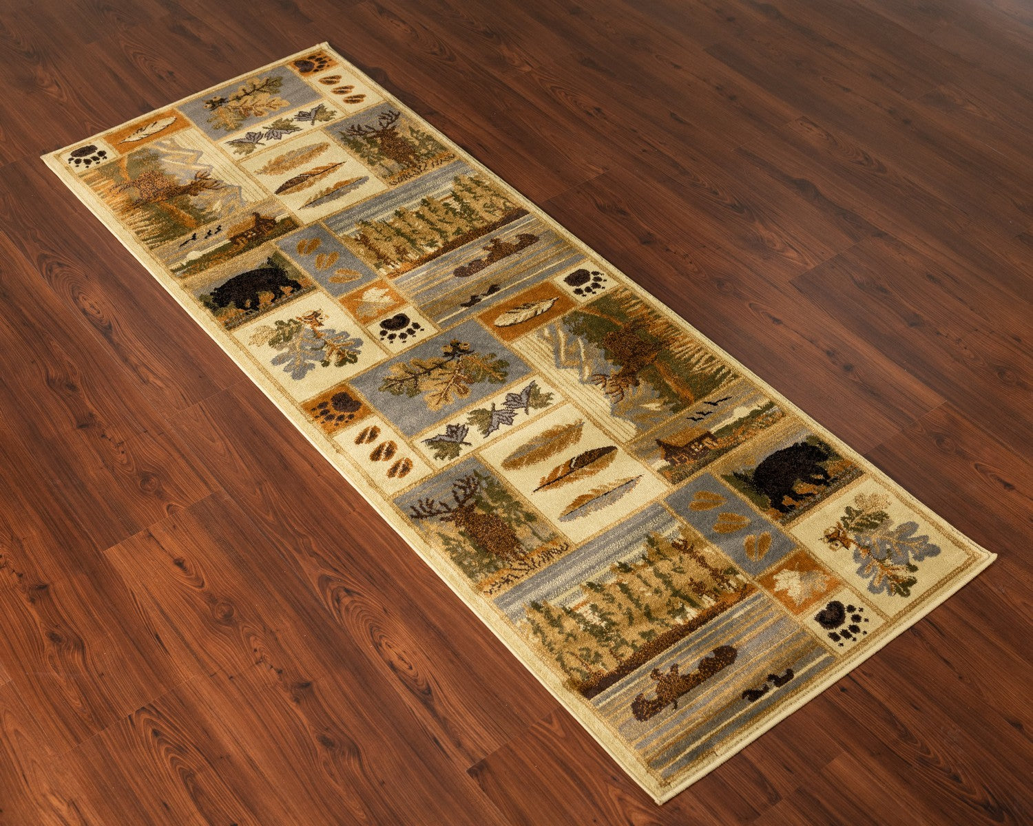 Woodland Gc Rst5101 Multi 5 Ft. 3 In. X 7 Ft. 3 In. Lodge Area Rug Cream Polypropylene