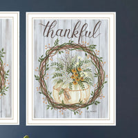 "Thankful And Blessed For The Fall" Framed Wall Art For Living Room, Wall Art Print For Home Decor, Bedroom Wall Art By Lisa Kennedy Multicolor Wood Paper