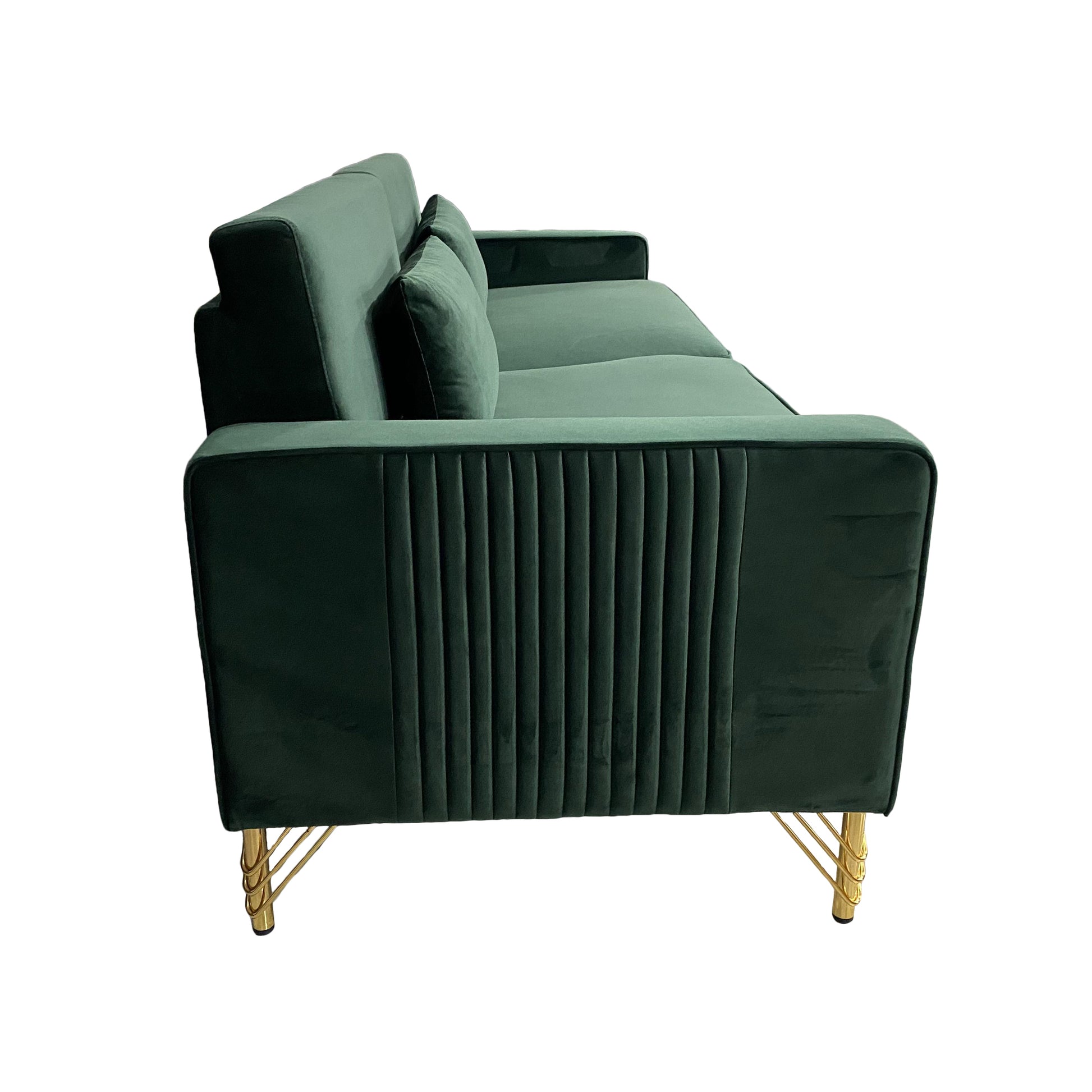 Fx P18 Rg2 Sofa Luxury Emerald Green Velvet Sofa With Gold Accents Modern 3 Seat Couch With Plush Cushions, Perfect For Living Room And Office Decor Retro Green Velvet 2 Seat