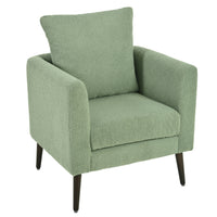 Barrel Chair, Teddy Fabric Accent Chair, Fabric Armchair Club Chair,Upholstered Arm Chair With Solid Wood Legs,Waist Pillow,Padded Single Chair For Living Room Bedroom Study Waiting Room,Green Green