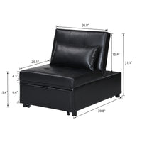 Folding Ottoman Sofa Bed Black Black Leather