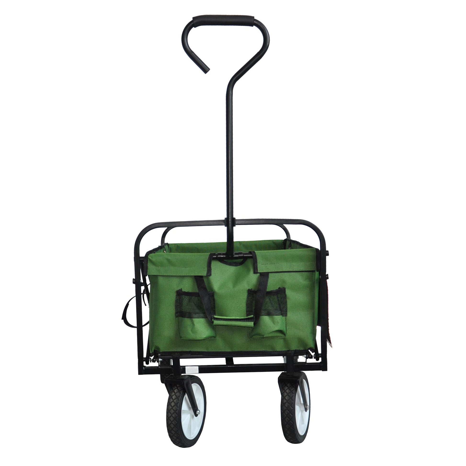 Folding Wagon Garden Shopping Beach Cart Green Grass Green Metal