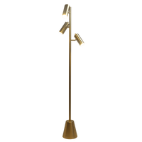 Lumina Brassed Gold Floor Lamp With Rotary Switch Triple Spots Metal Cone Base Gold Table&Floor Lamps Brass