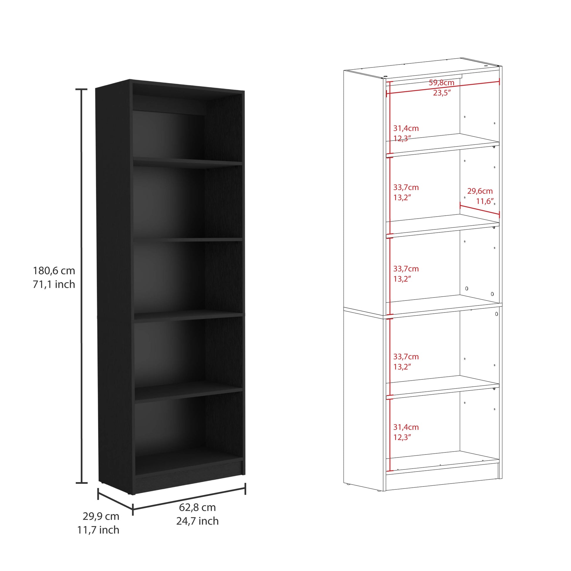 Lecanto 3 Piece Home Bookcase Set, 74" Wide With 13 Shelves And Two Door Cabinetliving Room Set Set Black Black Particle Board