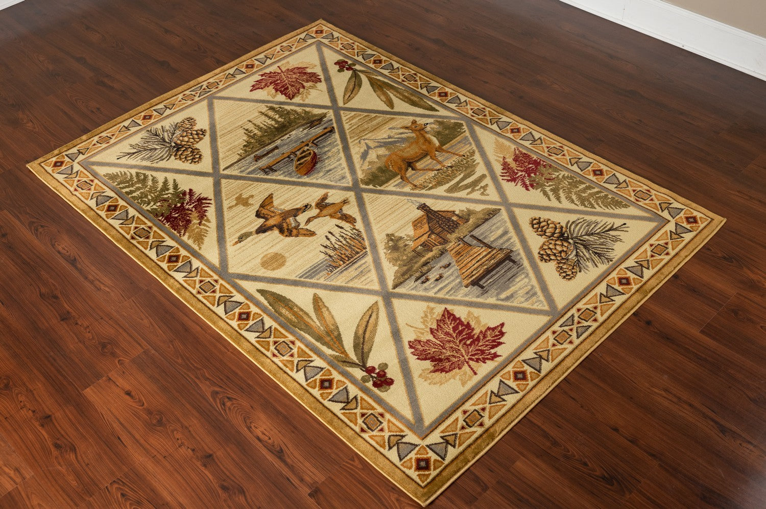 Woodland Gc Rst5202 Cream 2 Ft. X 3 Ft. Lodge Area Rug Cream Polypropylene