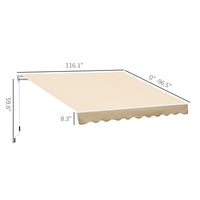Outsunny 10' X 8' Retractable Awning, Patio Awnings, Sunshade Shelter W Manual Crank Handle, Uv & Water Resistant Fabric And Aluminum Frame For Deck, Balcony, Yard, Beige Beige Aluminum