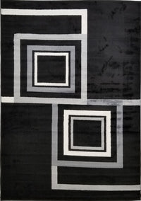 Jersey Area Rugs, Carpets For Livingroom, 5X7 Area Rugs ,1925 Black Rectangle 5&7 Black Grey Contemporary Abstract Polypropylene