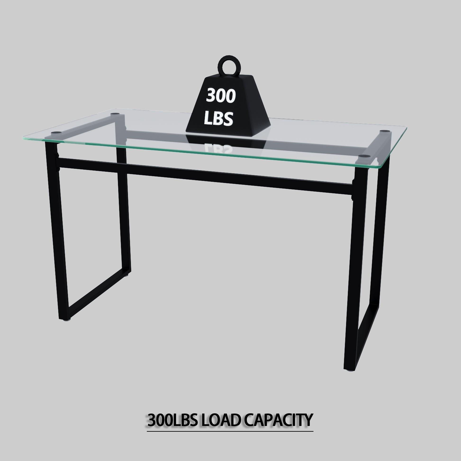 51" 4 Person Glass Dining Table Set, Kitchen Set With Black Metal Leg Dining Table And Chairs, Modern Rectangular Tempered Glass Tabletop And Dining Room Thick Cushioned Pu Dining Chairs Black Gray