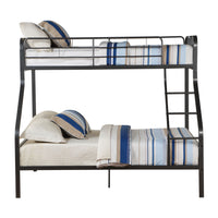 Gunmetal Twin Xl Queen Bunk Bed With Built In Ladder Gunmetal White Metal