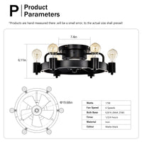 19.5'' Industrial Ceiling Fan With Remote Control ,5 Abs Blades Small Size Ceiling Fan For Living Room, Dining Room, Bedroom, Family Room, Rustic Bronze ,6 Pcs*E26 No Include Bulb Matte Black