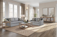 Loveseat With Skirt And Reversable Cushions And 2 Pillows Light Gray Upholstered