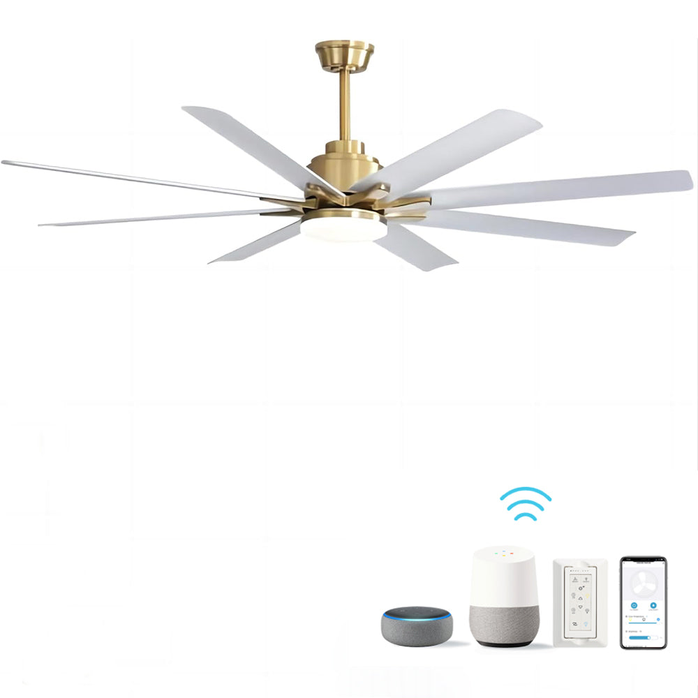 66 Inch Low Profile Abs Ceiling Fan With Dimmable Lights And Smart Remote Control 6 Speed Reversible Noiseless Dc Motor For Indoor Gold Abs