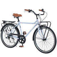 7 Speed, Steel Frame, Multiple Colors 26 Inch Vintage Style Bike,Retro Commute Bike For Women And Men Blue Steel