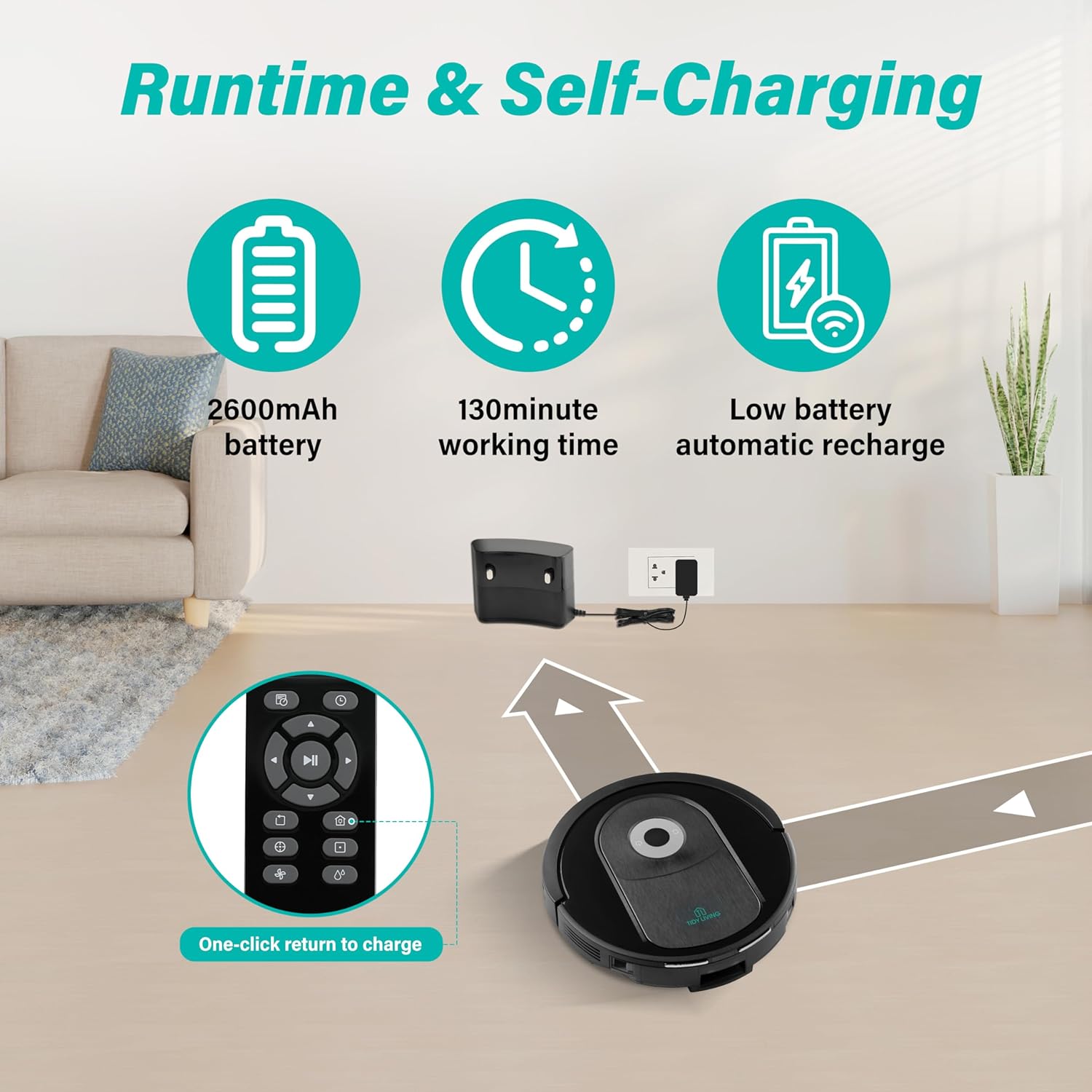 Robot Vacuum And Mop Combo, 4000Pa Automatic Vacuum Cleaner Robot With Watertank And Dustbin, Self Charging Smart Vacuum Robot Compatible With App, Perfect For Pet Hair, Hard Floor And Carpet Black