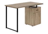 Computer Desk, Home Office, Laptop, Left, Right Set Up, Storage Drawers, 48"L, Work, Brown Laminate, Black Metal, Contemporary, Modern Taupe Particle Board