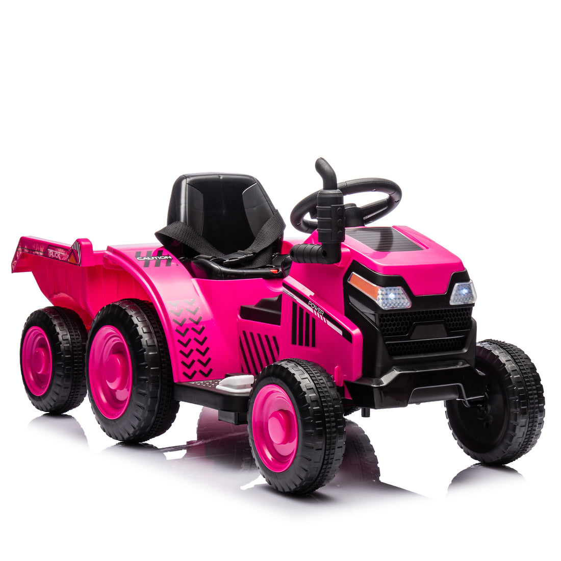 12V Kids Ride On Electric Tractor Black Knight,Kids Ride On Toy.2Wd,Non Skid Tires, Steering Wheel, Foot Pedal,With Removable Storage Tug,Light,Bluetooth,Music,Mp3,Usb,Power Display For Kids Aged 3 . Rose Red 50 99 Lbs Polypropylene