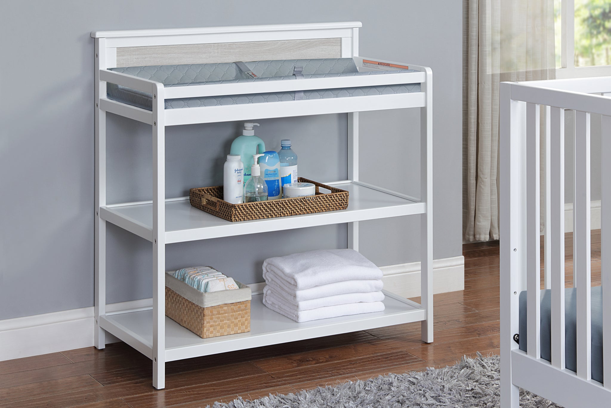 Connelly Changing Table White Rockport Gray White Gray Wood