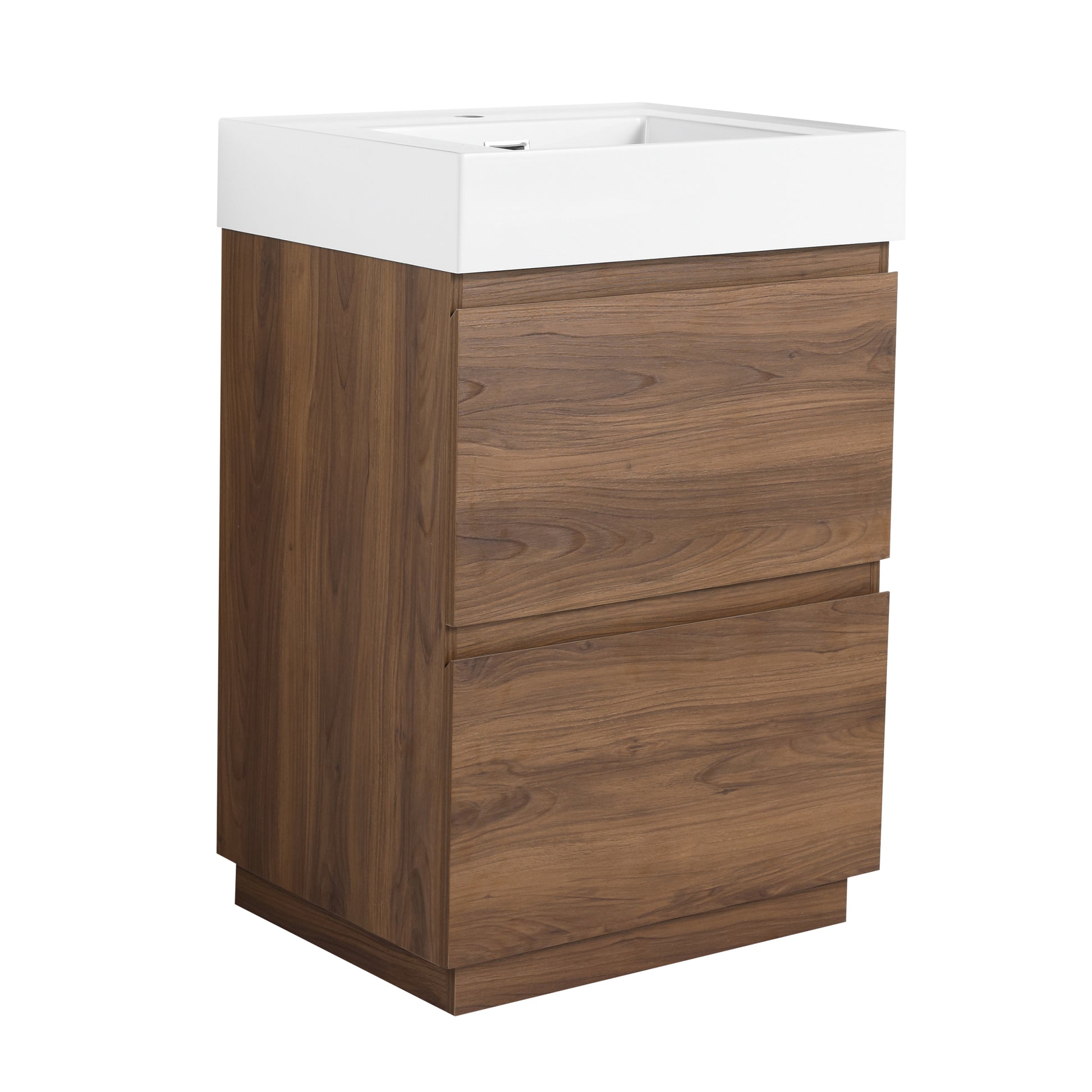 24" Bathroom Vanities With Single Sink Combo, Modern Undermount Bathroom Sink Cabinet With Double Drawer, Freestanding Bathroom Sink Cabinet,Engineering Wood,Brown Brown American Design Engineered Wood