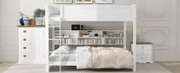 Queen Over Queen Bunk Bed With Storage Cabinets And Usb Ports, White White Solid Wood Mdf