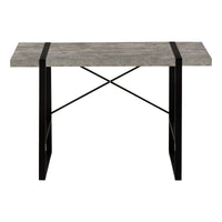 Computer Desk, Home Office, Laptop, 48"L, Work, Grey Laminate, Black Metal, Contemporary, Modern Grey Particle Board