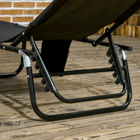 Outsunny Folding Chaise Lounge Pool Chairs, Outdoor Sun Tanning Chairs With Canopy Shade, Reclining Back, Steel Frame And Side Pocket For Beach, Yard, Patio, Tan Brown Steel