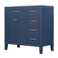 36" Bathroom Vanity With Sink Combo, Blue Bathroom Cabinet With Drawers, Solid Frame And Mdf Board Old Sku:Jl000007Aac Blue Solid Wood Mdf