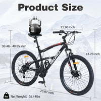 26 Inch Mountain Bike 21 Speed Dual Suspension Aluminum Alloy Frame For Men And Women'S Bike Cycling Black Garden & Outdoor Aluminium Alloy