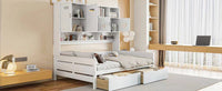 Twin Size Wooden Daybed With 2 Drawers, And All In One Cabinet And Shelf, White Twin White Wood