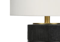 Lighting, 24"H, Table Lamp, Black Resin, Ivory Cream Shade, Contemporary Black Polyresin