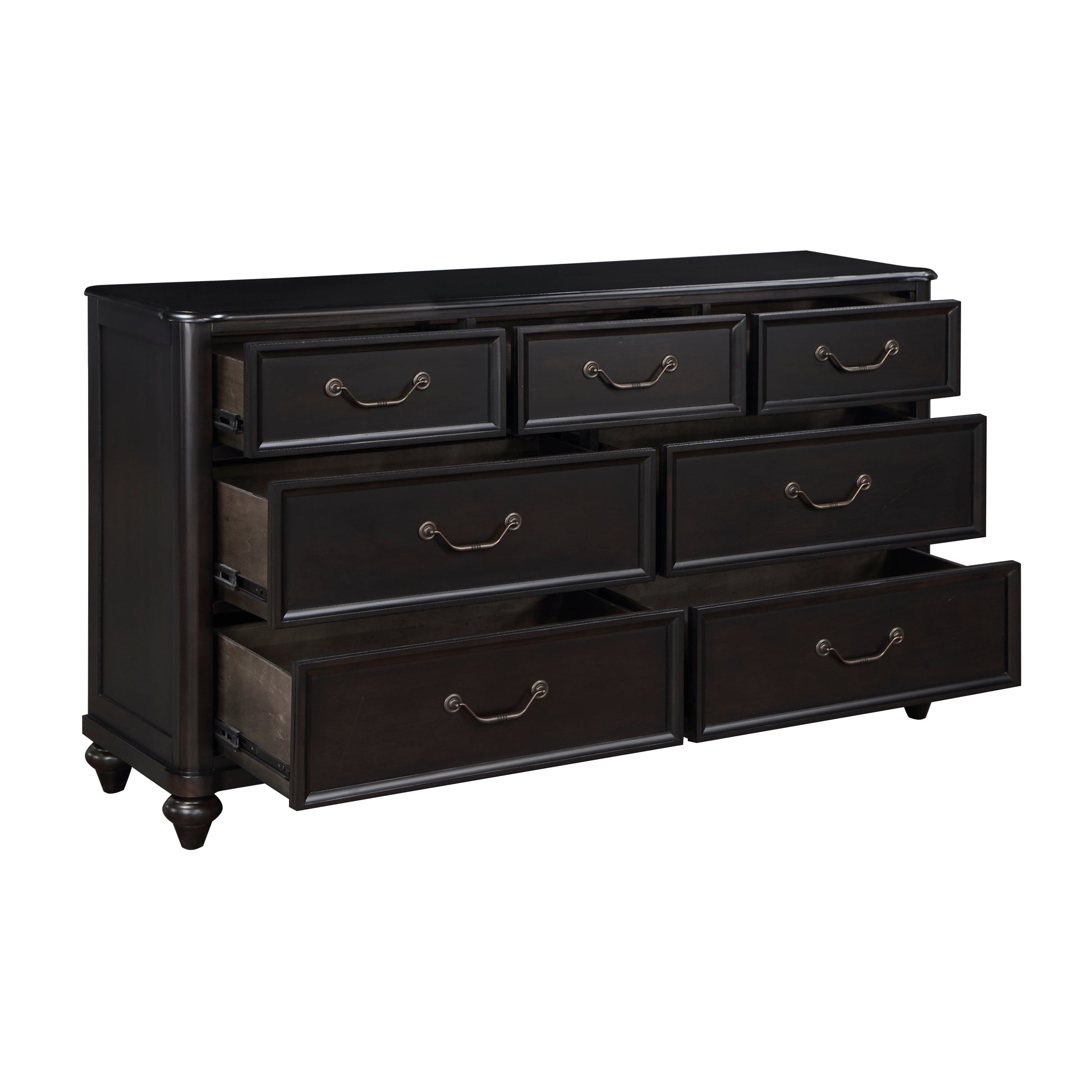 Charcoal Brown Finish Traditional Bedroom Furniture 1Pc Dresser Of 7 Drawers Antique Handles Classic Design Brown Mix Classic,Traditional Wood