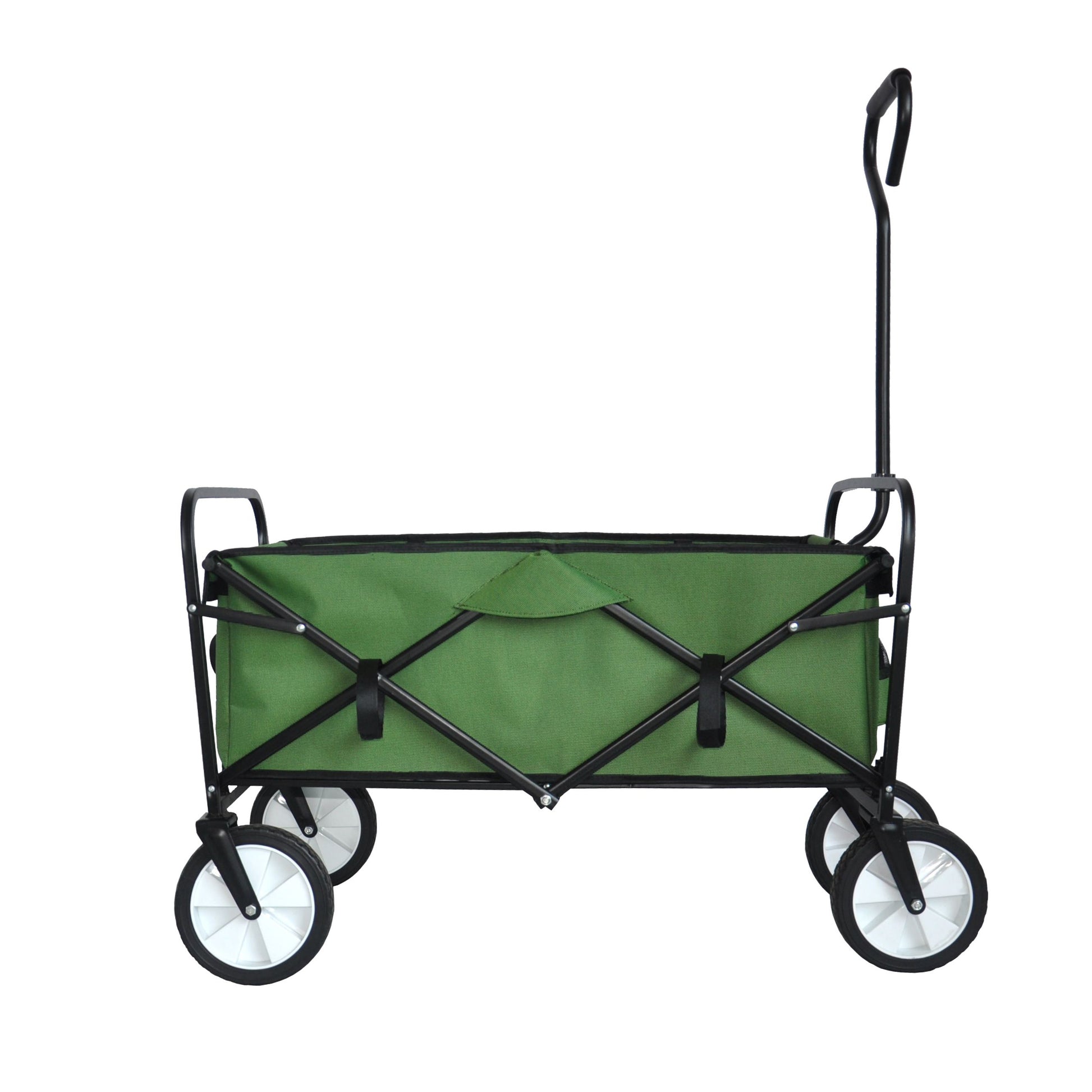 Folding Wagon Garden Shopping Beach Cart Green Grass Green Metal