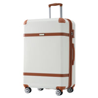 Hardshell Luggage Sets 3 Piece Double Spinner 8 Wheels Suitcase With Tsa Lock Lightweight 20''24''28'' White Abs