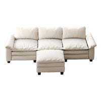 Living Room Furniture Luxury Sectional Sofa Couch With Ottoman Soft Velvet Upholstered Sofa Beige Beige Foam Velvet 3 Seat