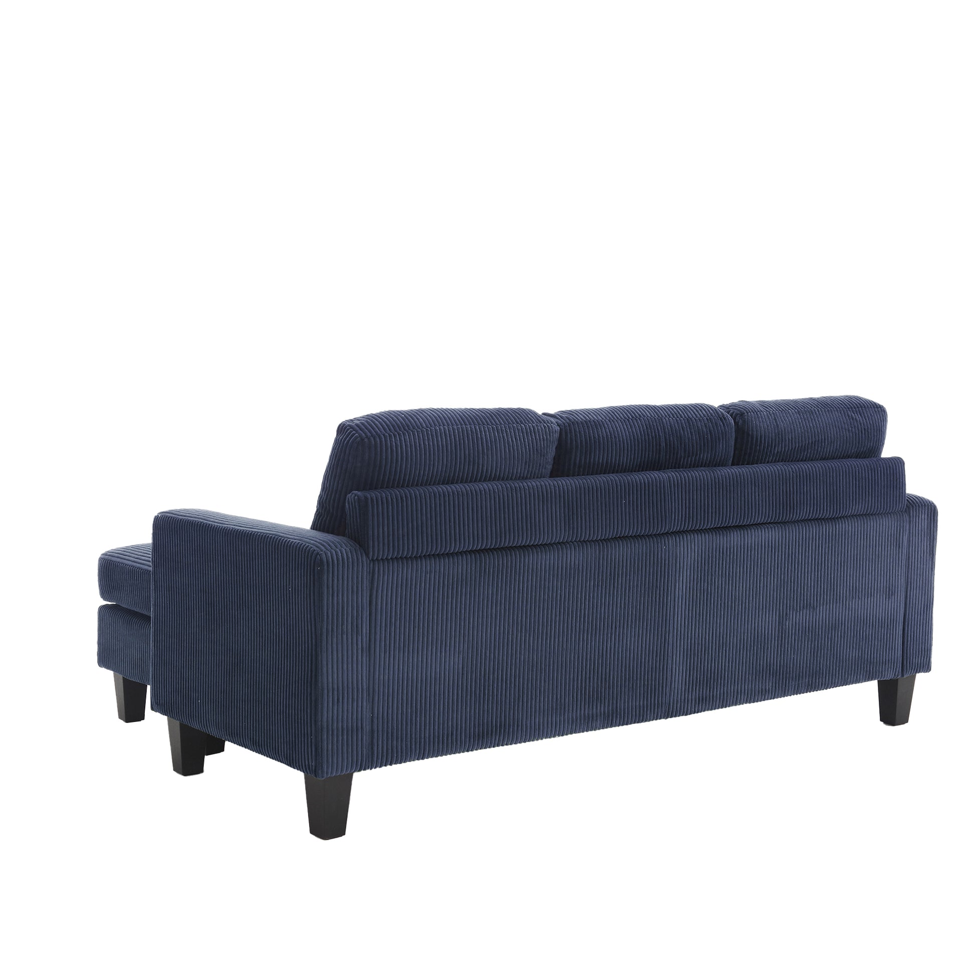 Velvet Sectional Couchl Shaped Sofa With Ottoman For Small Apartment Navy Velvet 3 Seat