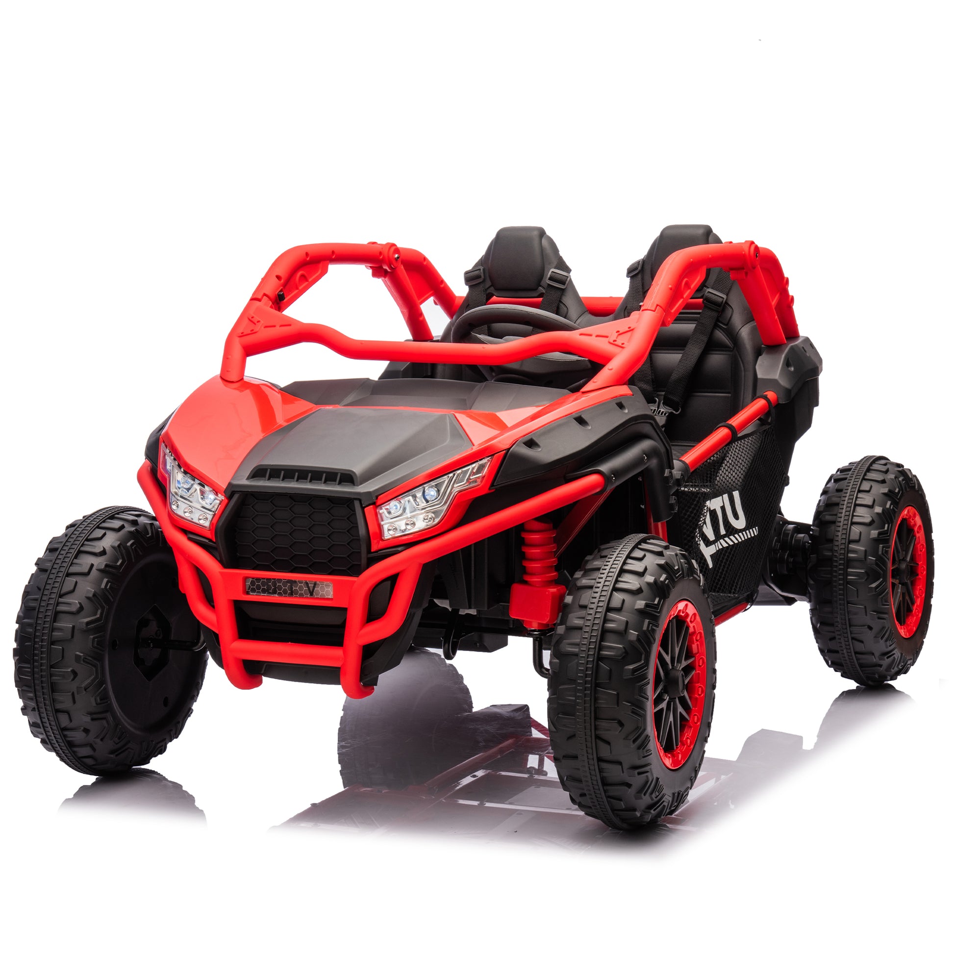 24V Two Seater Kids Ride On Utv W Parents Control,20In Seat Width,400W Super High Power,Four Wheel Suspension,Bluetooth,Mp3,Usb,Led Light,Horn,Rear Storage Space,Speeds 3.73 4.97Mph For Kids Aged 3 . Red 100 149 Lbs Polypropylene