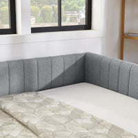 Full Size Daybed With Trundle Upholstered Sofa Bed, With Vertical Stripes, Linen Fabric, Grey 82.5"X58"X30" Grey Linen