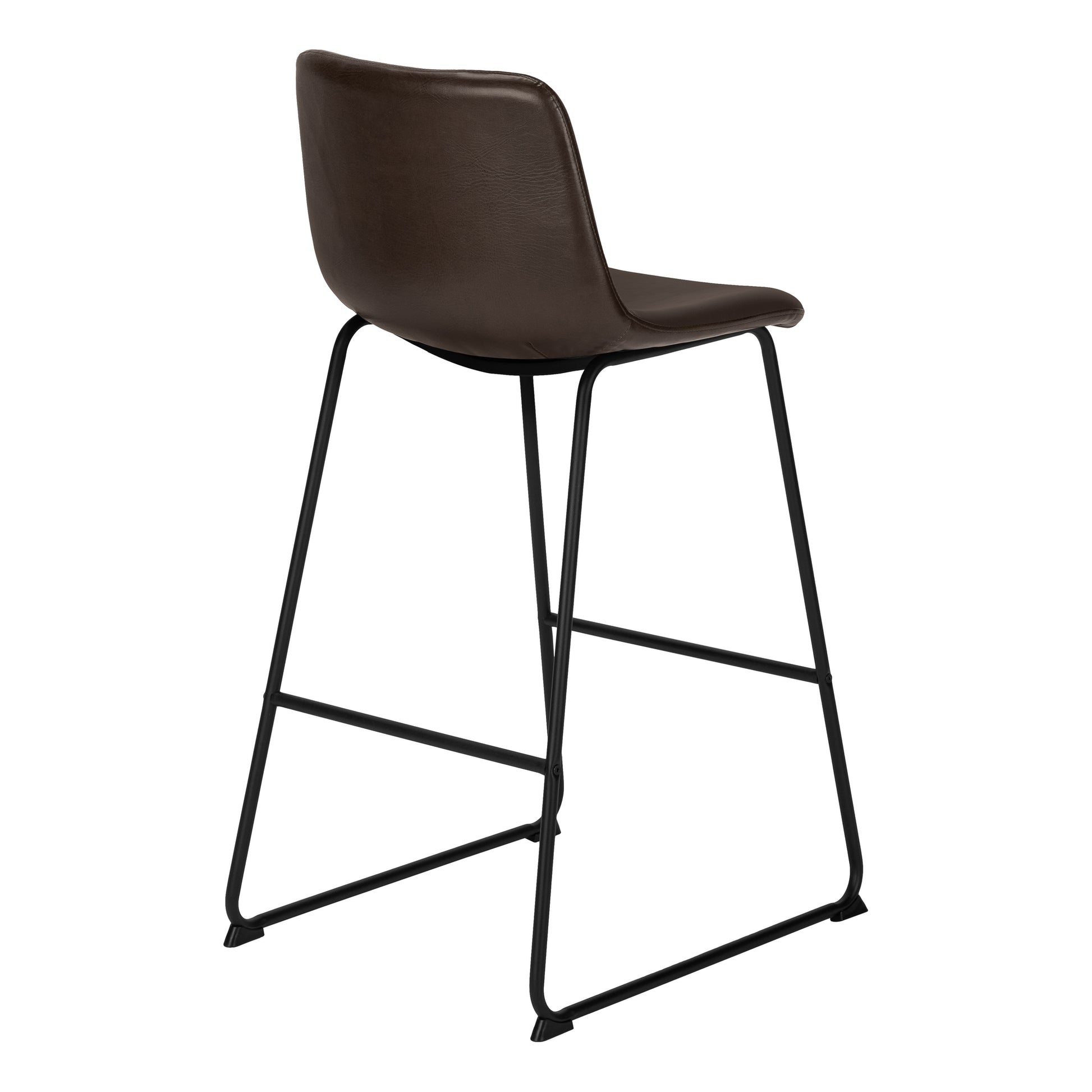 Office Chair, Bar Height, Standing, Computer Desk, Work, Brown Leather Look, Black Metal, Contemporary, Modern Brown Foam Polyurethane