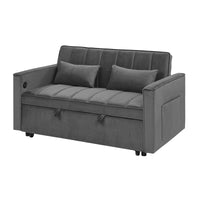 54.33 Inch Versatile Foldable Sofa Bed In 3 Lengths, Modern Sofa Sofa Sofa Velvet Pull Out Bed, Adjustable Back Gray Antique Gray Velvet Wood Primary Living Space Medium Soft Cushion Back Delicate