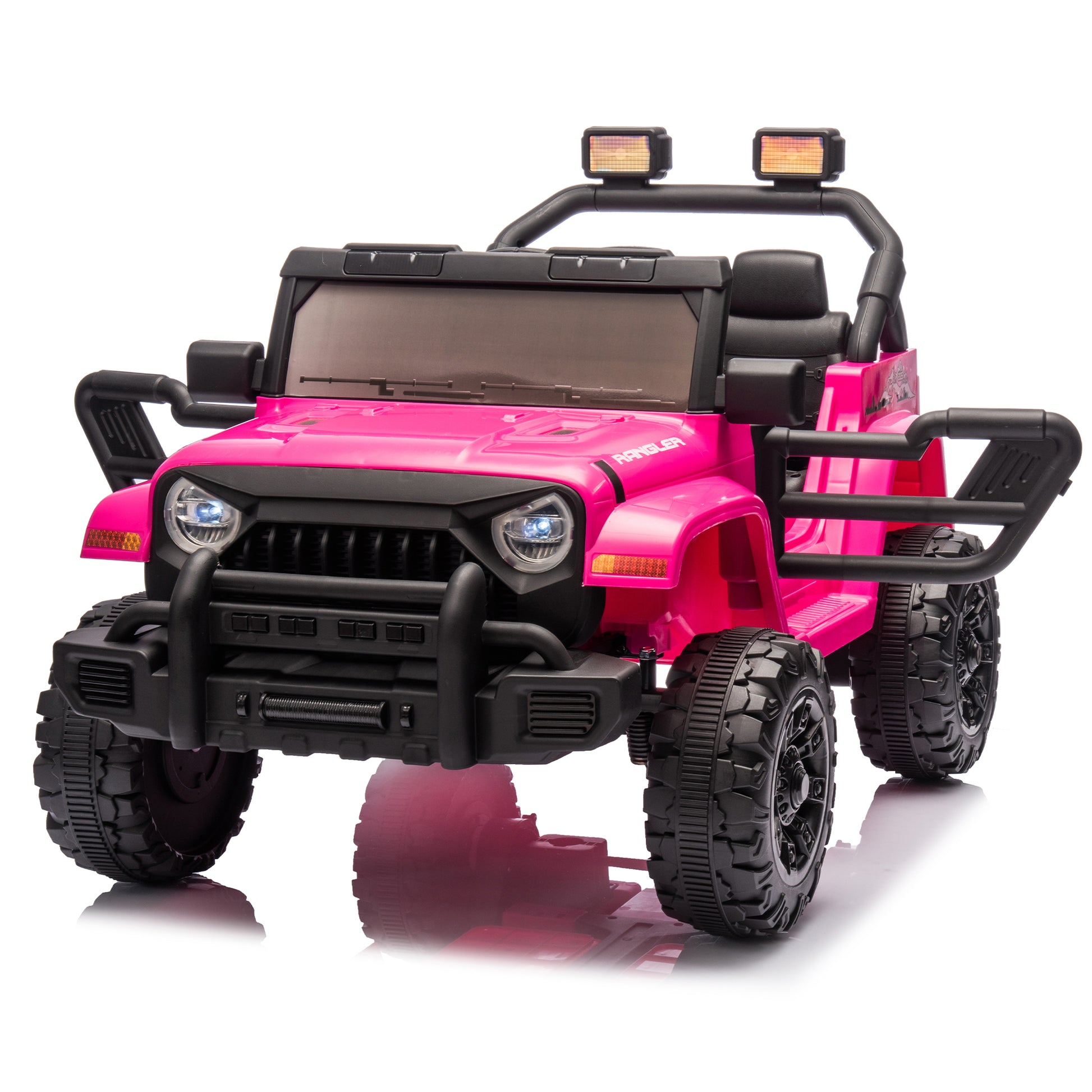 12V Kids Ride On Electric Car W Parents Control,Dual Drive, Four Wheel Suspension,With Music,Bluetooth,Mp3,Usb,With Headlights, Steering Wheel Quick Release,Slow Start For Kids Aged 3 8. Pink 50 99 Lbs Polypropylene